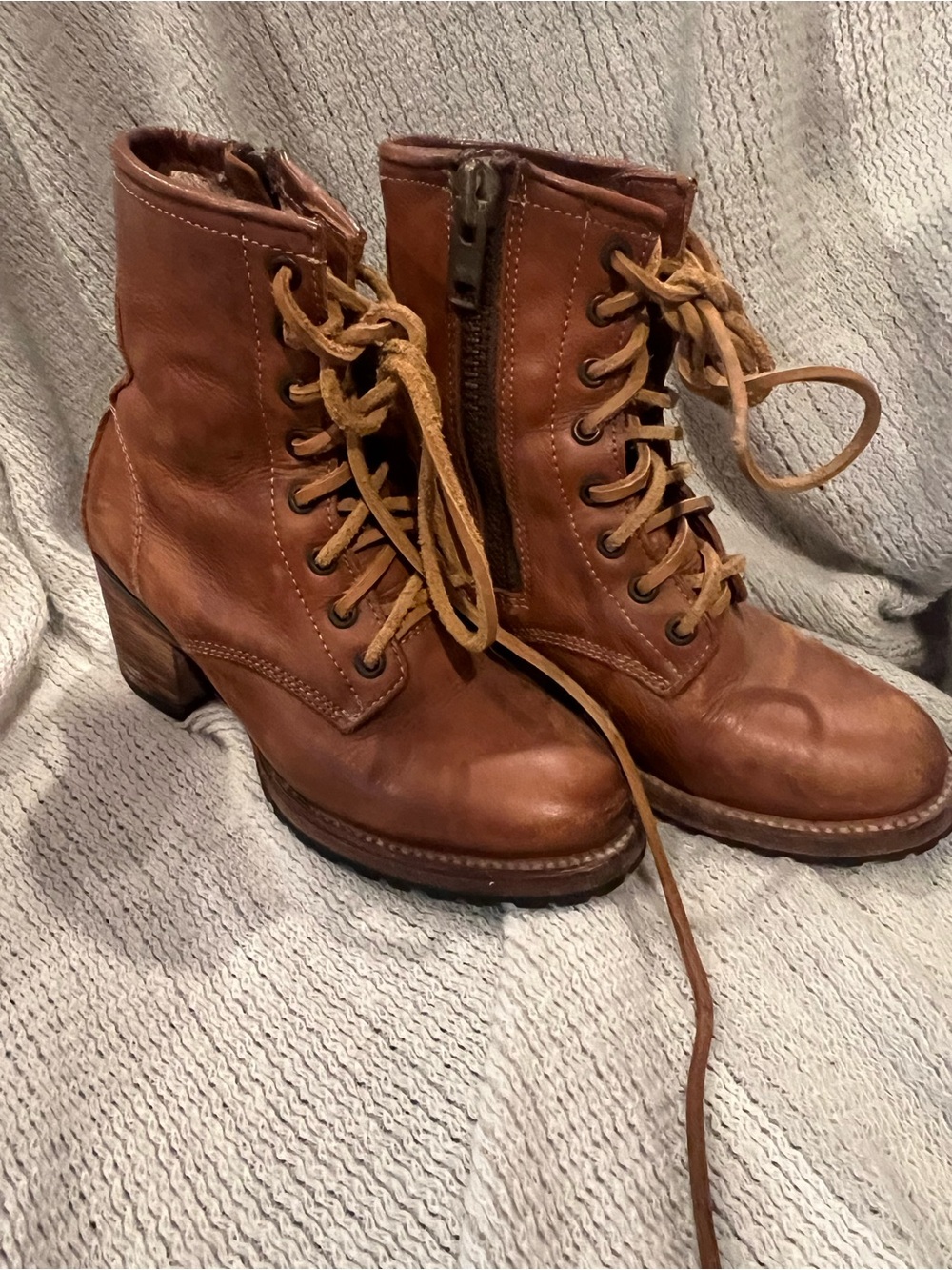 Women's Brown Leather Lace-Up Ankle Boots